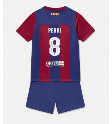 Barcelona Pedri Gonzalez #8 Primera Equipación Niños 2023-24 Manga Corta (+ Pantalones cortos)